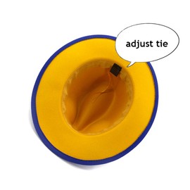 Gossifan Womens Wide Brim Panama Hat Patchwork Colors Classic Buckle Fedora Royal Blue/Yellow