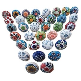 20 X Mix Vintage Look Flower Ceramic Knobs Door Handle Cabinet Drawer Cupboard Pull