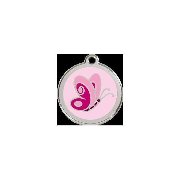 Pink Butterfly Pet Id Tag Small 4/5"