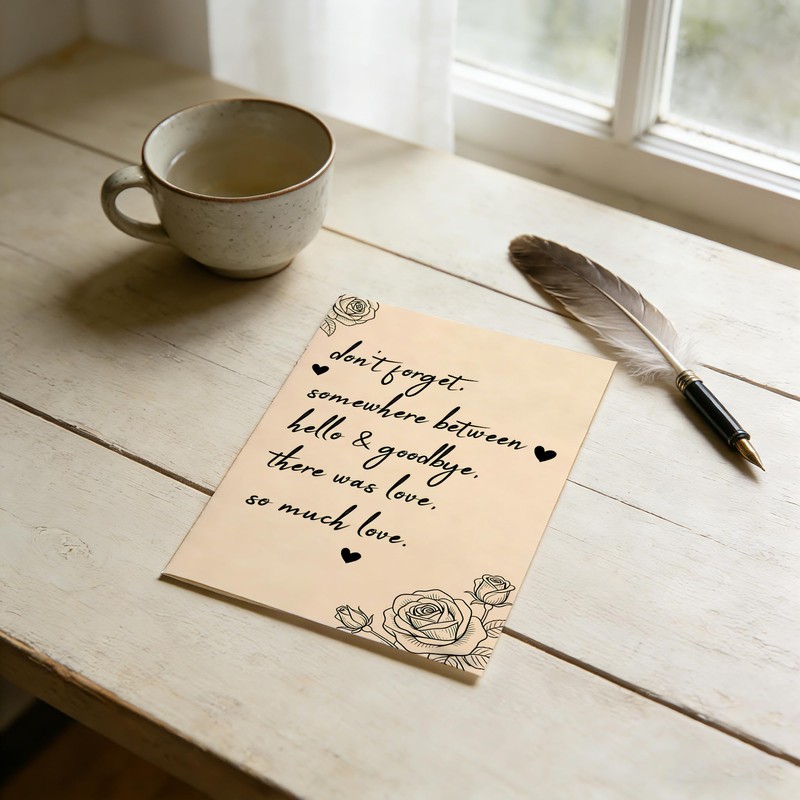 Detuca sympathy card/somewhere between hello and goodbye/condolences card/divorce or breakup/anniversary