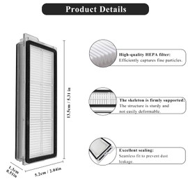 4 Pack Replacement HEPA Filter Compatible with Roborock Qrevo S/Qrevo Curve/Qrevo Pro/Qrevo Plus/Qrevo MaxV/Qrevo Edge Robot Vacuum Cleaners,High Efficiency Qrevo S Filters