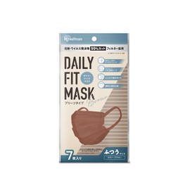 Iris Ohyama PK-D7LBR Non-Woven Pleated Mask, Pack of 7, Regular Size, Individually Packaged, Small Face, Daily Fit, Complexion Mask, Cheek Mask, Color Mask, Stylish, Won't Hurt Your Ears, Brown