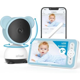 ieGeek 5 Video Baby Monitor with 1080P HD Camera WiFi App Control Night Vision