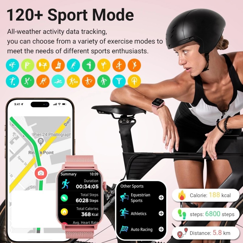 Trendia Smart Watches for Women, 1.83" HD Fitness Tracker (Answer/Make