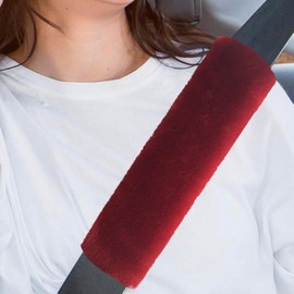 wuyaoyao 2PCS Car Seat Belt Pads Shoulder Cover, Soft Plush Auto Seat Belt Pad for Protecting Neck and Shoulder, Universal Car Shoulder Strap Cushion Protector for Adults Kids Women Men (Wine Red)
