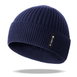 HeyCaps Beanie Hats for Men UK - Winter Knit Cuffed Hat Soft Warm Knitted Beanie Skull Cap for Men Navy