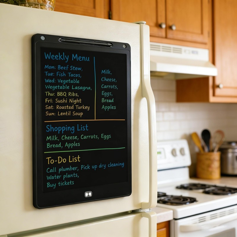 Magnetic Grocery List Pad for Fridge, 13Inch LCD Writing Tablet