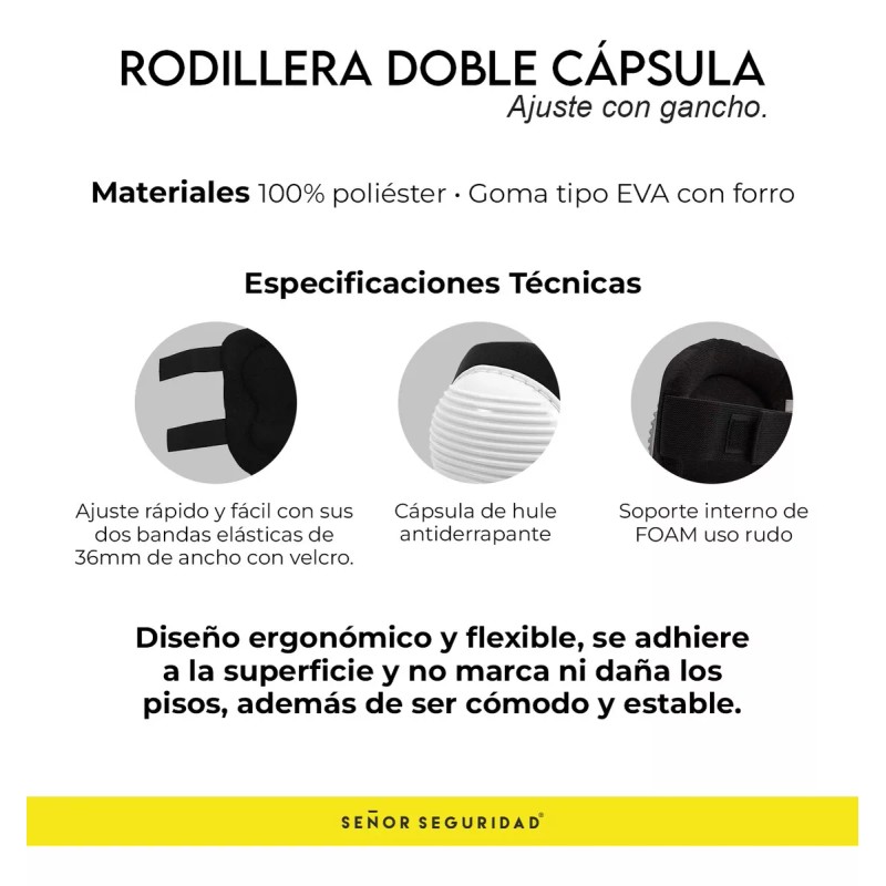 SEÑOR SEGURIDAD Rodillera De Trabajo Acojinada Antiderrapante Uso Rudo *par*
