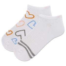 HOTSOX Women's Heart Low Cut Sock 2 pair per pack, White, Women's shoe size 4-10, Heart (White), 4-10