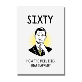 60th Birthday Card For Men, Him, Women, Husband, Wife, Funny, Retro