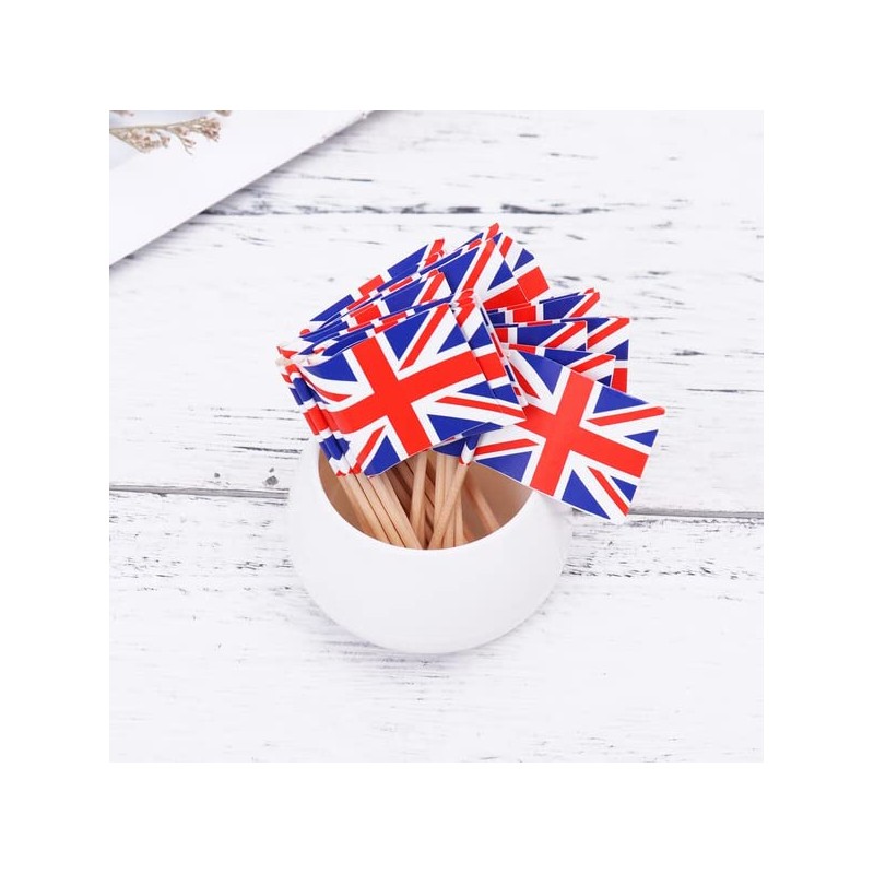 100pcs Mini UK Flags Union Jack Cocktail Sticks Cupcake Toppers