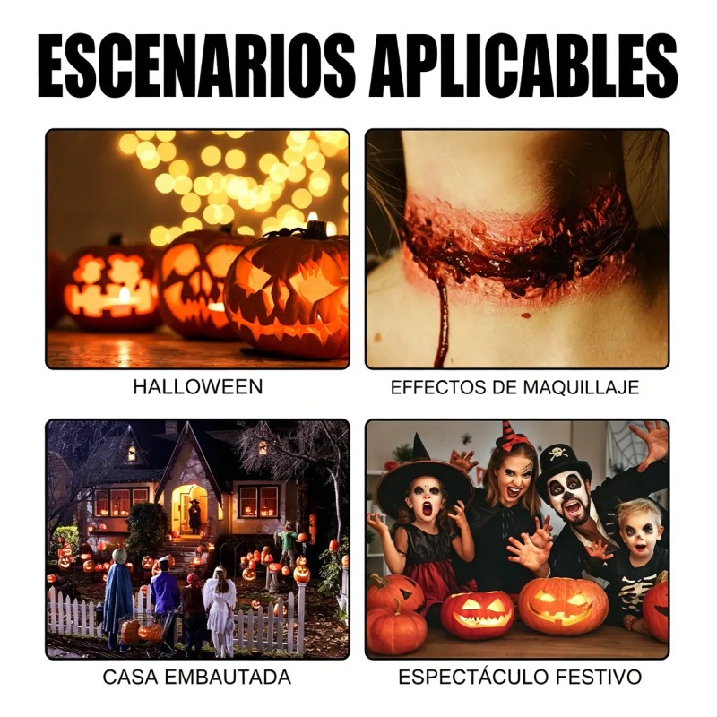 Kit Maquillaje Cera Sangre Halloween Heridas Efecto Disfraz