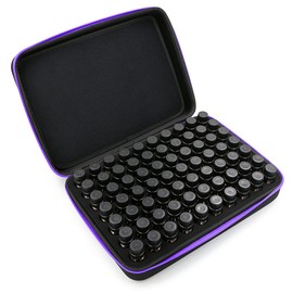 Hipiwe 70 Essential Oils Carrying Case Holds 5ml, 10ml, 15ml Bottles Hard Shell Exterior EVA Essential Oils Storage Organzier Bag with Foam Insert and Carrying Handle, Purple