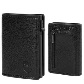 FUNGORGT RFID Wallet - Slim Wallet for Men AirTag Wallet Wear-esistant PU Leather Minimalist Wallet for Business/Credit Card Pop Up Card Holder Up to 9 Cards