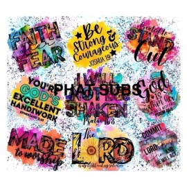 Unbranded 20oz Sublimation Tumbler Wrap Faith Over Fear Ready To Press Heat Transfer