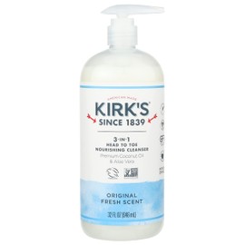Kirk’s 3-in-1 Head to Toe Clean Body Wash Nourishing Cleanser Original Fresh Scent, Natural Formula, Free of Sulfates, Parabens Free, 32 Fluid Ounce (Pack of 1)