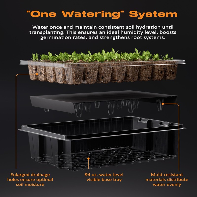 Patigrow 80-Cell Self-Watering Seed Starter Tray with Grow Light, Seed