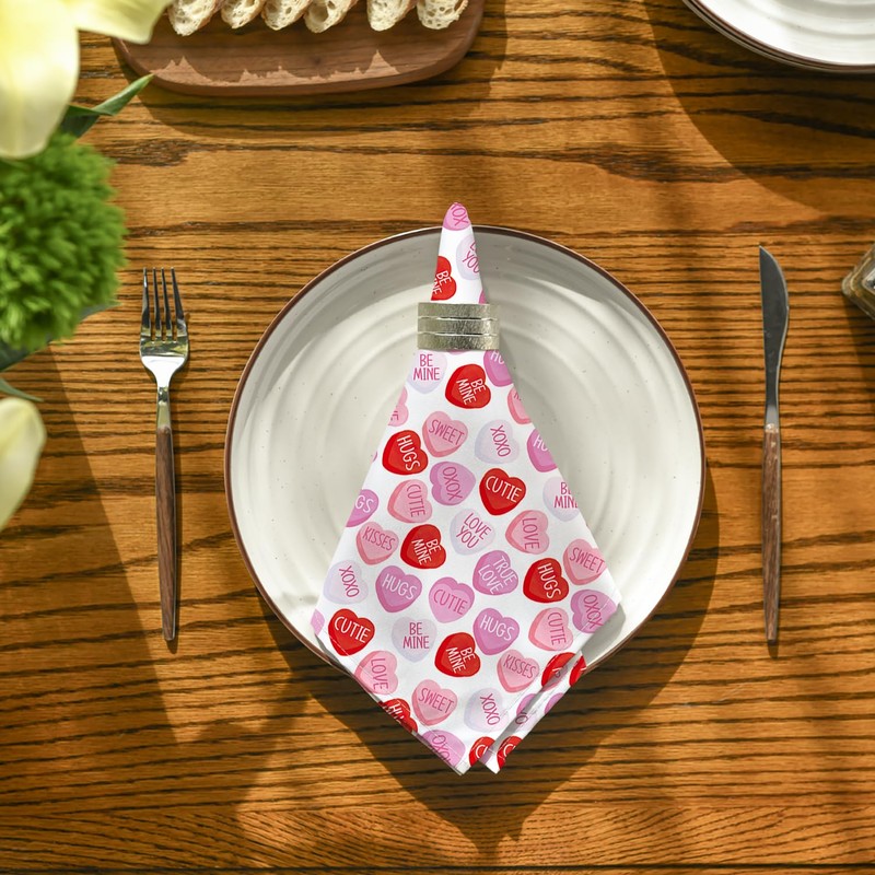 Horaldaily Valentine Cloth Napkins 18 x 18 Inch, Seasonal Pink