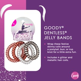 GOODY Icy Holiday Coils, Assorted Jelly Bands Ponytailers Hair Accessories for Men, Women, Boys & Girls to Style with Ease & Keep Your Hair Secured for All Hair Types, Multi, 4 Count