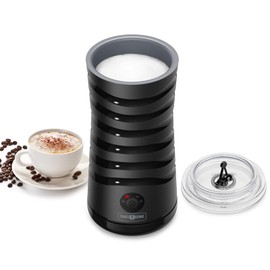 Milk Frother, Paris Rhône 4-in-1 Electric Coffee Frother, Double Wall Hot Cold Milk Foam Maker with Strix Temperature Controls, Auto Shut-Off for Latte, Cappuccino, Coffee, Hot Milk, Macchiato