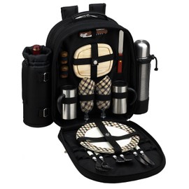 Picnic at Ascot Original Equipped 2 Person Picnic Backpack with Coffee Service, Cooler & Insulated Wine Holder - Designed & Assembled in the USA