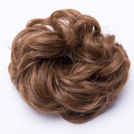 Hair Bun Extensions Messy Curly Wavy Hair Scrunchies Hairpieces Synthetic Donut Updo Hair Pieces Ponytail Extensions for Women Light Brown