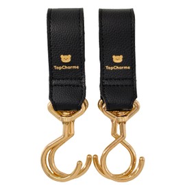 topcharme Baggy Hook, Stroller Hook, Pet Car Hook, 360° Swivel, Synthetic Leather, Alloy, Double Hooks, Load Hook, Baby Car Accessory, Baby Items, Car Items, Automotive Items, Load Capacity 60 kg, 2