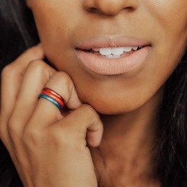 Enso Rings Thin Birthstone Silicone Ring – Unisex Wedding Engagement Band – Comfortable Breathable Band – 4.3mm Wide, 1.75mm Thick (Sapphire, 5)