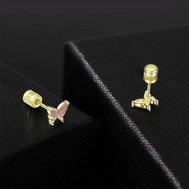 LIAYA Butterfly Earrings for Girls Women, 925 Sterling Silver Hypoallergenic Cute Tiny Butterfly Screw Stud Earrings, 18K Gold Plated Mini Animal Earrings Jewelry Lovely Gifts for Kids & Little Girls (Gold)