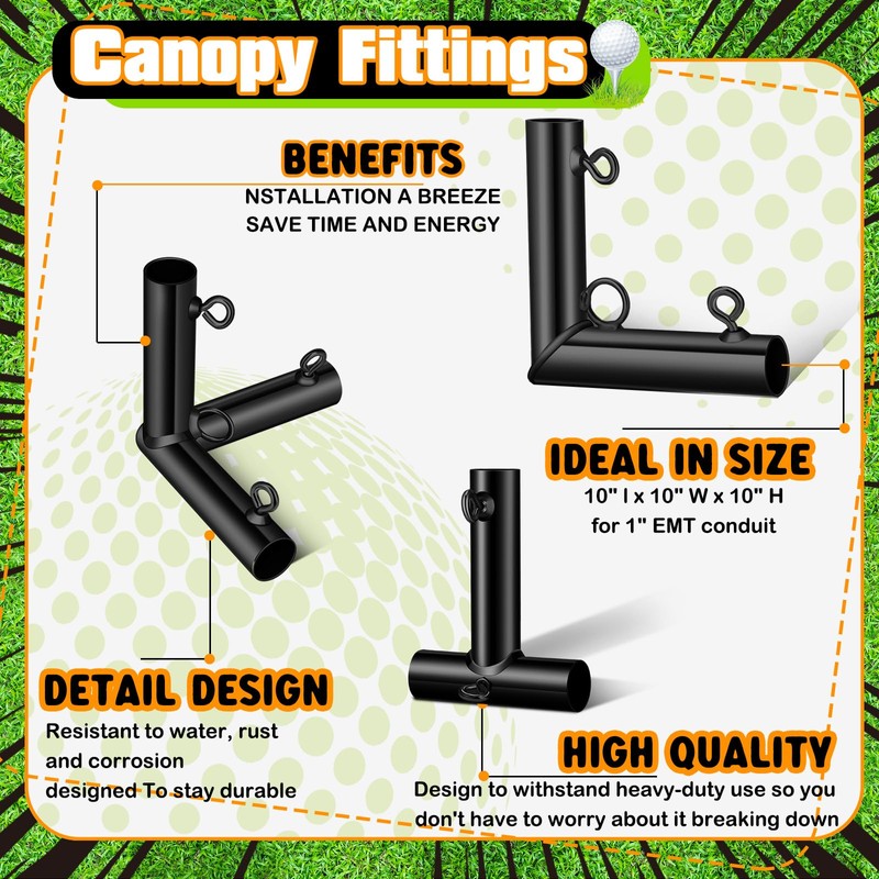 Blulu 10 Pieces 1'' Golf Frame Corner Kit DIY Canopy