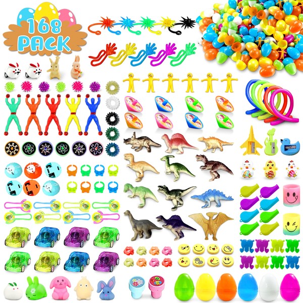 LINAYE 168 Packs Prefilled easter eggs with Toys Inside -