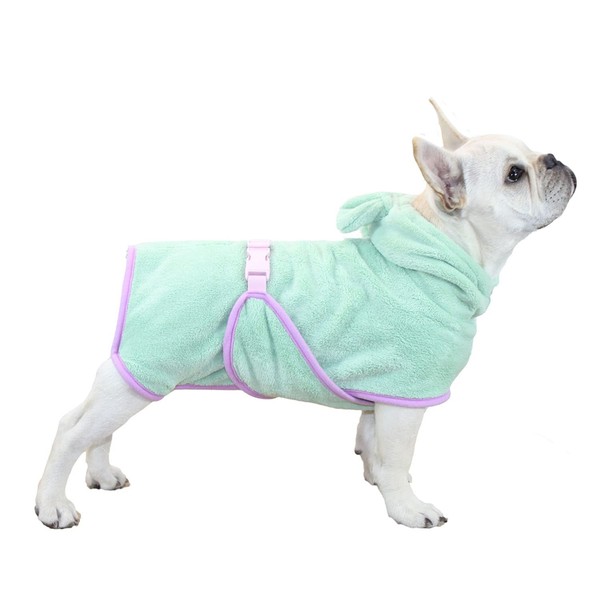Dog Bathrobe, Microfiber Fast Drying Absorbent Hooded Bath Towel for