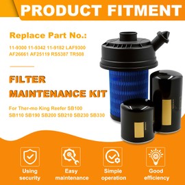 11-9300 11-9342 11-9182 Oil Fuel Air Filter Maintenance Kit Compatible with Ther-mo King Reefer SB100 SB110 SB190 SB200 SB210 SB230 SB330, LAF9300 AF26661 AF25119 RS5387 TR508
