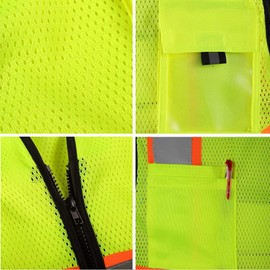 HYCOPROT Safety Vest, High Visibility Mesh Reflective Vests with Pockets and Zipper, Meets ANSI/ISEA Standards (XX-Large, Yellow (Style-2))