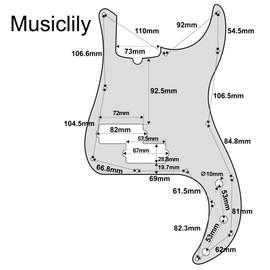 Musiclily Pro 5-String 13-Hole Contemporary P Bass Pickguard for Fender American Precision Bass, 4Ply Vintage Tortoise