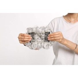 Scrunchy Updo Combs Ponytail Hair Extensions Clip in Bun Claw Jaw on Donut Chignons Warp Around Hairpiece Wavy Curly Silver Grey