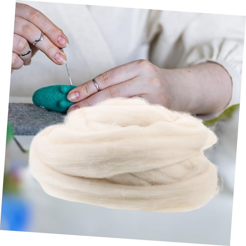 OSALADI Natural Roving Wool Fiber for Needle Felting Soft DIY