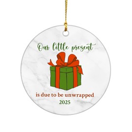 Expecting Baby Christmas Ornaments, Our Little Present is Due to be Unwrapped Ornament 2025, Pregnancy Announcement Ornament for Mom Dad, New Baby Birth Ornaments, Expecting Parents Keepsakes (02)