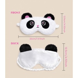 Panda Kids Eye Mask for Sleeping, Soft Plush 3D Animal Sleep Mask, Cute Cartoon Blindfold Travel Essentials for Girls Boys Adults