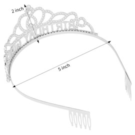 Birthday Girl Headbands for Women Tiara & Crowns for Girls Happy Birthday Party Accessories Favor Venus Supllies Silver, 1 Pack