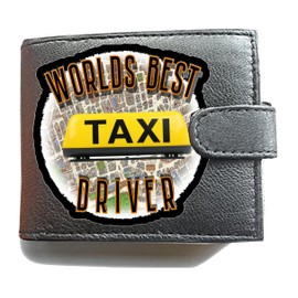 Worlds Best Taxi Driver Anti RFID Theft Wallet Black Soft Leather Large Coin Pocket