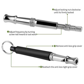 Ouceanwin Dog Whistle Set, 3 Pieces, Professional Adjustable Whistle, High Frequency, Silent Ultrasonic Training Whistle, Adjustable with Lanyard for Dog Training (Black)