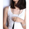 Kelitch Bohemian Natural Fresh Water Pearl Crystal Bead Tassel Necklace