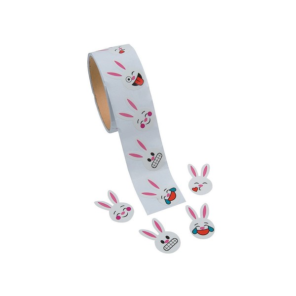 Emoji Easter Bunny Stickers - 100 Sticker Roll - Easter Stationery and Party Fillers