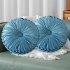 Hig Juego Almohadas Decorativas Redondas Plisadas Terciopelo Azul Polvoriento