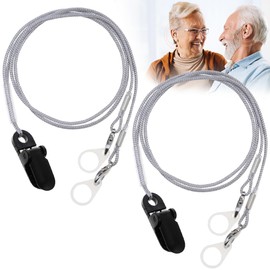 Hearing Aid Drop Protection Strap for Both Ears, Set of 2 Hearing Aid Clip Hearing Aid Accessories Lightweight Elastic Loop Easy Fastening Anti-lost Clip Rope Hearing Aid Clip Holder Easy Open and Close for Youth, Seniors, Kids Work, Travel, Hearing Aid Accessories (Gray)