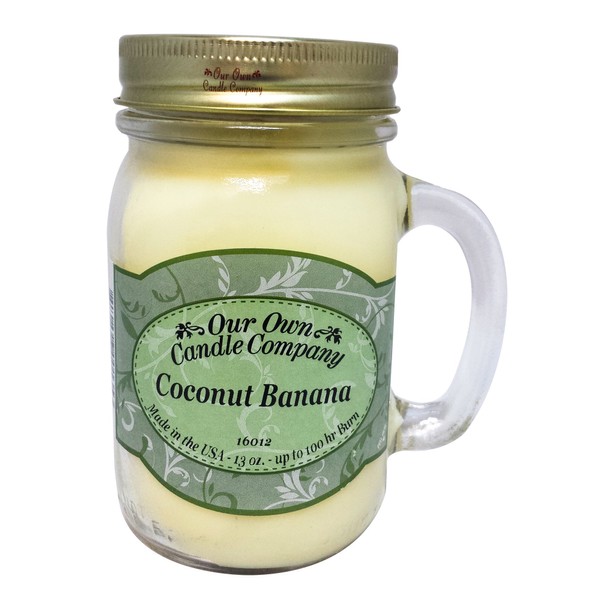 Our Own Candle Company Coconut Banana Scented 13 Ounce Mason Jar Candle