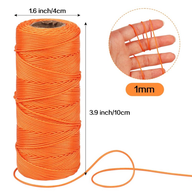 Orange 328 Feet Bricklaying Line, Braided Brick Builders Line Strong