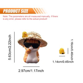ZIMISI Cute Orange Cat Car Dashboard Decoration, Mini Animal Car Rearview Mirror Ornaments Present with Kawaii Chicken, Funny Automotive Interior Accessories for Women Men (Straw Hat)