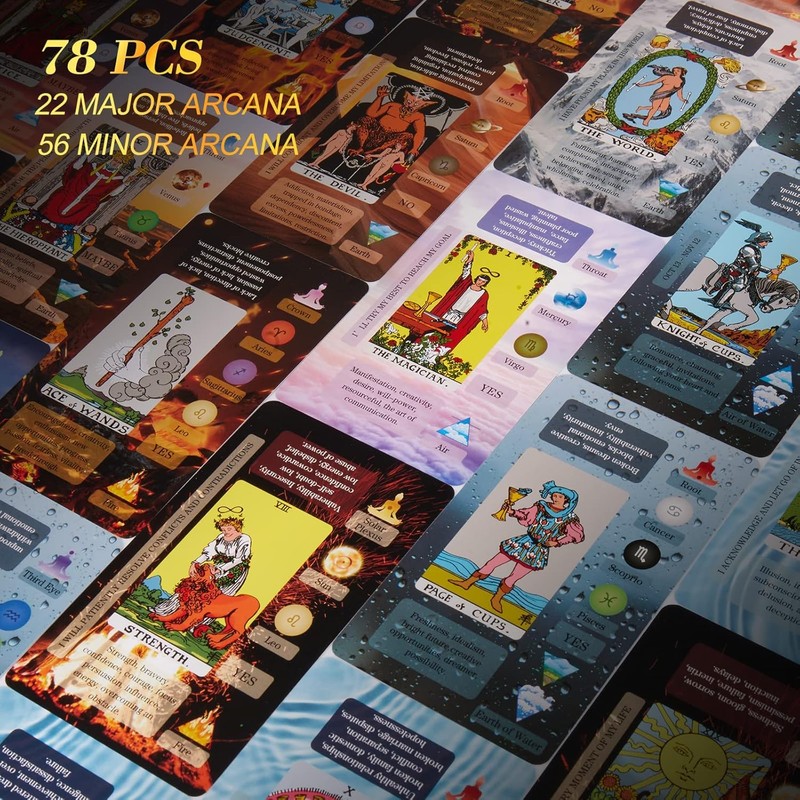 XSYLOHXL Tarot Cards with Meanings on Them for Beginners Classic